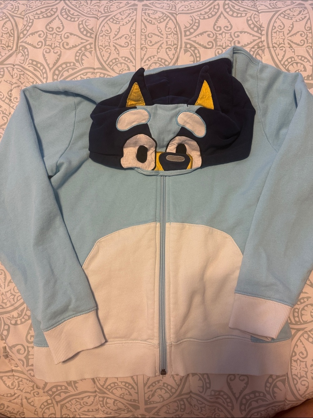 Hanna Andersson Light Blue & White Bluey Zip Hoodie